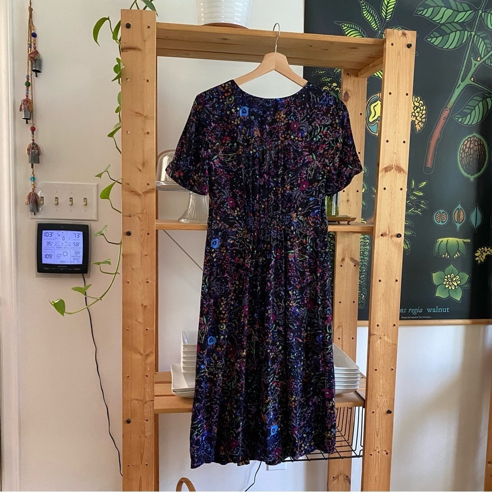 Anthropologie Maeve Black Floral Leopard Print Morgan Wrap Dress 6 - Picture 5 of 16